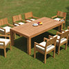 9-Piece Outdoor Teak Dining Patio Set: 86" Rectangle Table & 8 Vera Arm Chairs