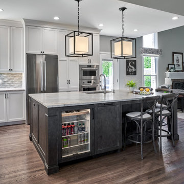 Large island with beverage center