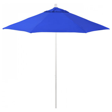 9' Patio Umbrella White Pole Fiberglass Ribs Push Lift Pacific Premium, Pacific Blue