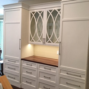 White Kitchen Double Arch Mullion Doors Cabinetry & work space