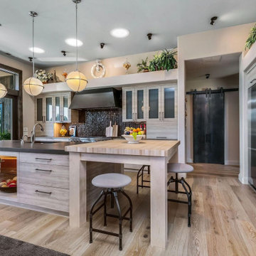 Ranch Kitchen with Butcher Block Island Extension - Bend, OR