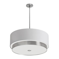 Dainolite 4-Light Large Pendant, White Linen Drum Shade