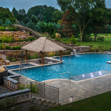 Barrington Hills Swimming Pool, Hot Tub, Sunken Bar and Slide