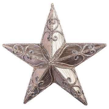 Antique Swirl Star Christmas Ornament , Mocha, 9"