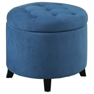 Pemberly Row Round Ottoman in Blue