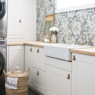 Inspiration for a modern utility room in Edmonton.