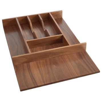 Walnut Trim To Fit Shallow Cutlery Drawer Insert Organizer, 14.63"