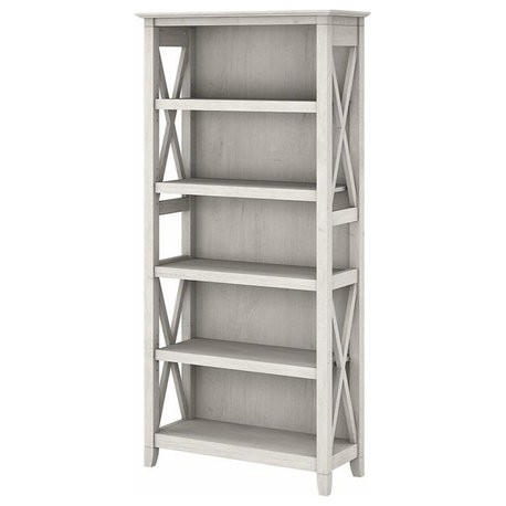 Key West Tall 5 Shelf Bookcase in Linen White Oak - Engineered Wood