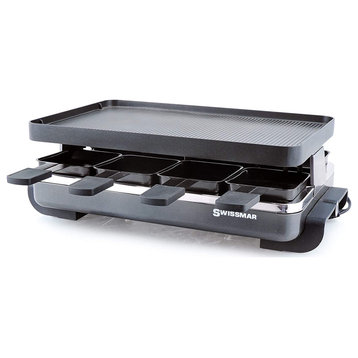 8-Person Raclette Grill | Cast Iron Top, Classic Black