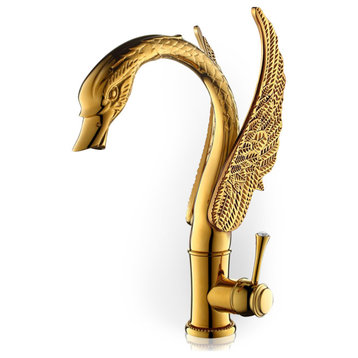 Gold Swan Faucet Set, Lavatory Faucet