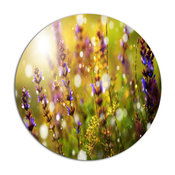 Beautiful Purple Wild Flowers, Flower Round Metal Wall Art, 11"