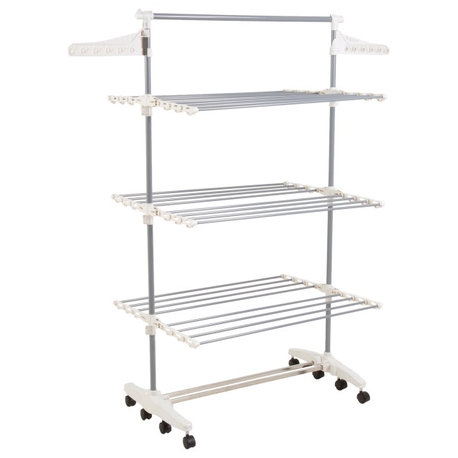 Heavy-Duty 3-Tier Laundry Rack Stainless-Steel Clothing Organization, Storage