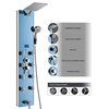 AKDY Aluminum Shower Panel Tower With Square Rain Drop Shower Head, 52", Blue