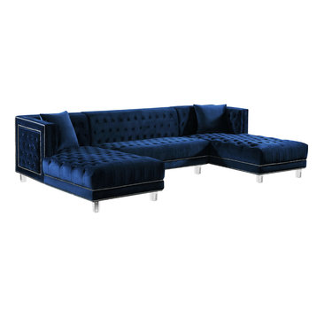 Moda Velvet 3-Piece Sectional, Navy