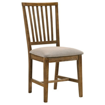 ACME Wallace II Dining Side Chair in Tan & Weathered Oak (Set of 2)