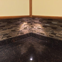 Tan Brown Granite, Bronze Blast Back splash - Kitchen