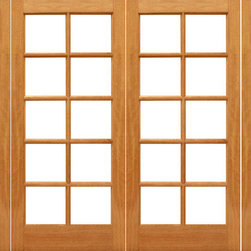 Pre-hung 10-lite French Brazilian Mahogany IG Glass Double Door Sidelights - Patio Doors