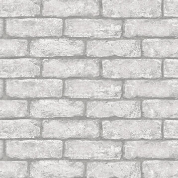 Cambridge Brick Gray Peel and Stick Wallpaper Bolt