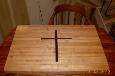 Butcher Block with Inlaid cross, Visible both sides