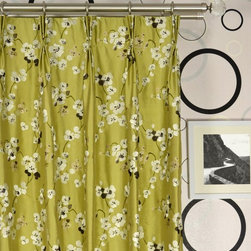 Halo Embroidered Four-leaf Clovers Triple Pinch Pleat Dupioni Silk Curtains 4 Co - Curtains
