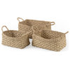 Emra Light Brown Seagrass Rectangular Baskets With Handles, 3-Piece Set