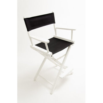 Gold Medal 24" White Contemporary Director's Chair, Black