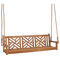Teak Wood Chippendale Triple Outdoor Porch Swing, made from A-grade Teak Wood