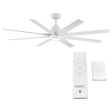 Mocha XL Indoor/Outdoor 8-Blade Smart Ceiling Fan 66" Matte White, Light Kit