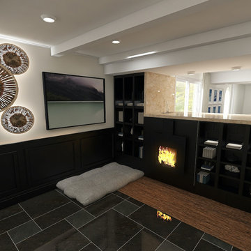 Masculine Modern Den & Kitchen Remodel