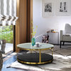 Hattie Contemporary Coffee Table, Brushed Gold Finish and Black Wood