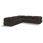 Meridian Furniture - Ames Boucle Fabric L-Shaped Modular Sectional, Brown, 5-Piece: 2 Armless Chair, 3 Corner Chair - Introduce a touch of modern sophistication to your living area with the exquisite Ames Boucle Fabric Sectional. With plush brown boucle fabric and unique design, it will elevate the visual appeal of your living space. This elegant and captivating sectional can be mixed and matched with other pieces from the collection to create an endless array of stunning looks. So, get ready to transform your living area into an inviting and stylish haven with the Ames Boucle Fabric Sectional.