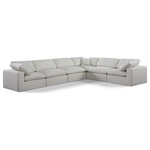 Meridian Furniture - Comfy Upholstered L-Shaped Modular Sectional, Cream, 6-Piece: 3 Armless Chair, 3 Corner Chair, Linen Textured Fabric - Give your space a whole new look with this cream Comfy linen textured fabric sectional. This handsome sectional fits nicely with other items in the Comfy collection and is a versatile seating option designed for adaptability, comfort and style. Wrapped in rich cream durable linen textured fabric upholstery, this sectional offers a plush embrace of overstuffed down feather cushions, carefully crafted to deliver the highest level of comfort. The perfect seat for creating an oasis for relaxation, this sectional has thick foam surrounding its frame for added support and coziness.