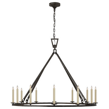 Darlana Extra Large Single Ring Chandelier in Aged Iron