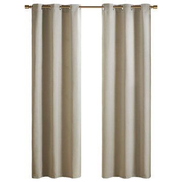SunSmart Taren Solid Blackout Triple Weave Grommet Top Curtain Panel Pair