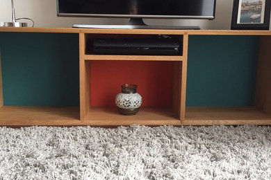 oak t.v stand with sliding dove tailed joints.