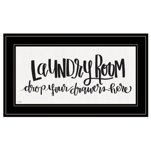 White Creative Co-Op Ironing Board Shaped Wood Drop Your Pants Here Black & Red Letters Laundry Room Wall Sign