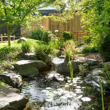 Blackburn Japanese-style garden, pond and waterfall