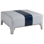 Barclay Butera - Sheffield Leather Cocktail Ottoman - The Sheffield cocktail ottoman blends the functionality of additional seating with the opportunity to layer more textiles into the design of a room.