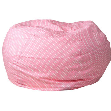 DG-BEAN-LARGE-DOT-PK-GG Fabric Kids Bean Bag Chair, Pink
