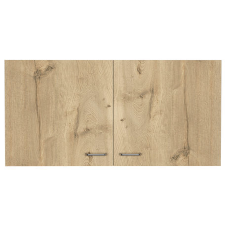 Depot EShop Salento White And Light Oak Wall Double Door Cabinet DE-MBD6559
