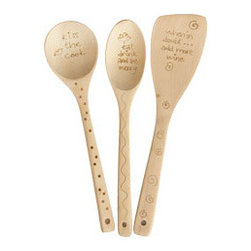 Quotable Wooden Utensils - Set of 3 - New - Pantry And Cabinet Organizers