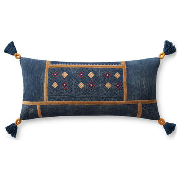 Loloi P0967 Navy / Multi 12" x 27" Cover w/ Down Pillow