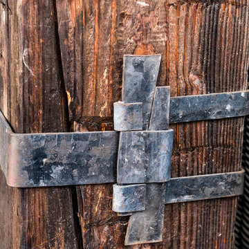 Hand Hewn Douglas Fir Timber with Metal Joinery