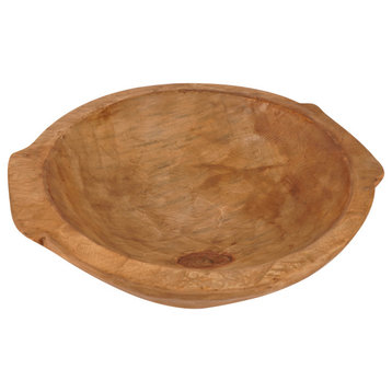 Chubster Deep Wooden Dough Bowl With Handles-Batea-Trencher, Natural