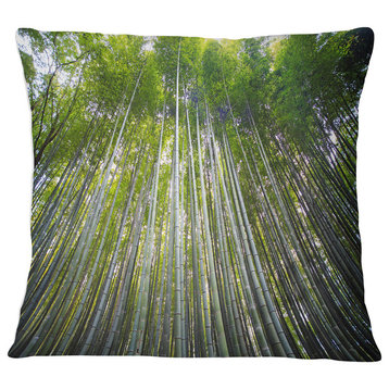Bamboo forest of Kyoto Japan. Forest Throw Pillow, 16"x16"
