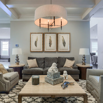 Transitional Living Room and Kitchen Collaboration