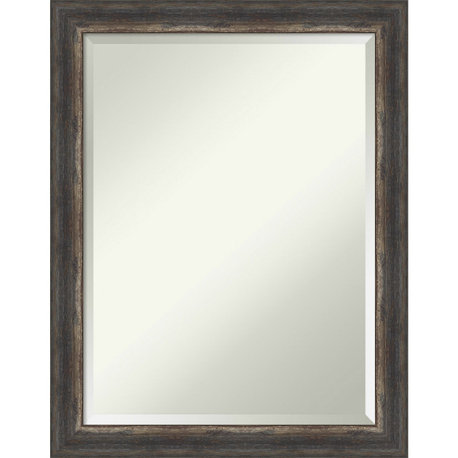 Bark Rustic Char Narrow Beveled Bathroom Wall Mirror - 21.5 x 27.5 in.