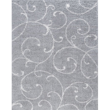 Benji Transitional Floral White Rectangle Area Rug, 5'x7'