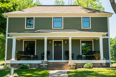 Country green concrete fiberboard exterior home idea in Detroit