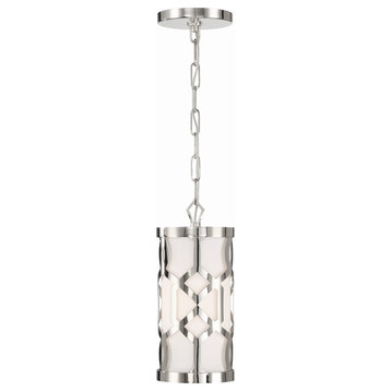 Crystorama 2260-PN 1 Light Pendant in Polished Nickel with Silk